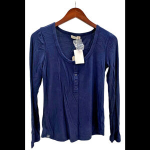 Barefoot Dreams MC Ultra Soft Rib Long Sleeve Henley Blue Ink - Regular